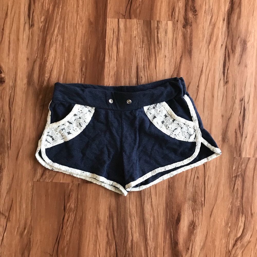 Blue and white Lace detail Shorts